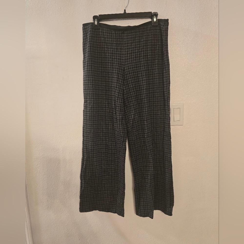 J. Jill Ponte Full Wide Leg Knitted Pants Size Medium Petite Blue And Gray - Picture 12 of 12